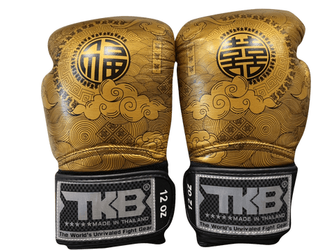 Top King Boxing Gloves TKBGCT-CN01 Black with "FOOK" & "DOUBLE HAPPINESS"
