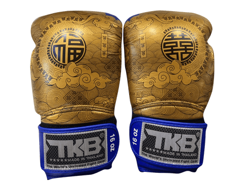Top King Boxing Gloves TKBGCT-CN01 Blue with "FOOK" & "DOUBLE HAPPINESS"