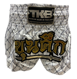 Top King Muay Thai Shorts TKTBS-218 White Sliver
