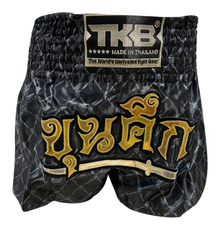 Top King Muay Thai Shorts TKTBS-218 Black Sliver
