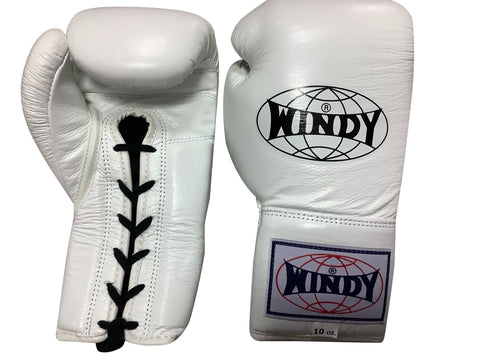 Windy Boxing Gloves BGL Lace Up White